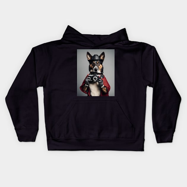 Bad AI Dog photographer T Shirt Kids Hoodie by Rainbow Kin Wear